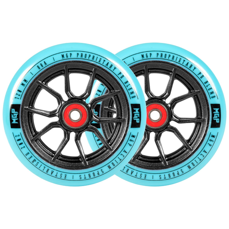MADD GEAR 120MM SYNDICATE AR WHEELS BLACK / TEAL PAIR