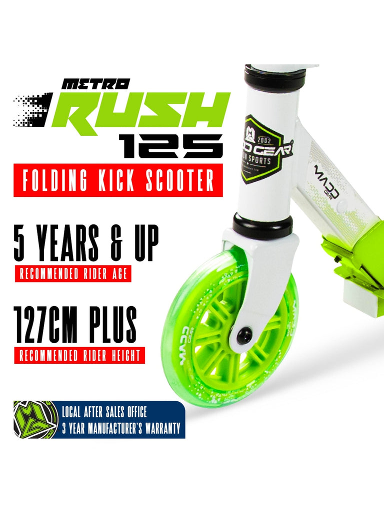 MADD GEAR METRO RUSH 125 SCOOTER WHITE / GREEN