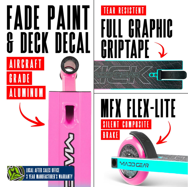 MADD GEAR KICK PRO-X SCOOTER PINK / TEAL