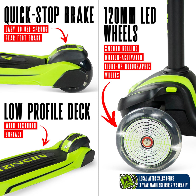 MADD GEAR ZINGER 3 WHEELED SCOOTER GREEN