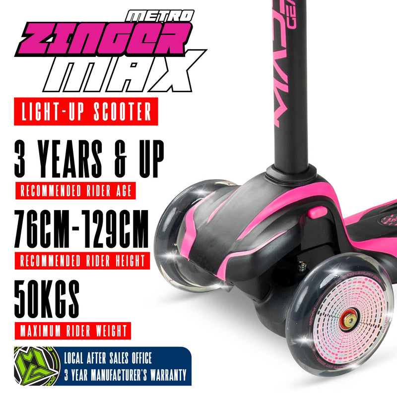 MADD GEAR ZINGER 3 WHEELED SCOOTER PINK