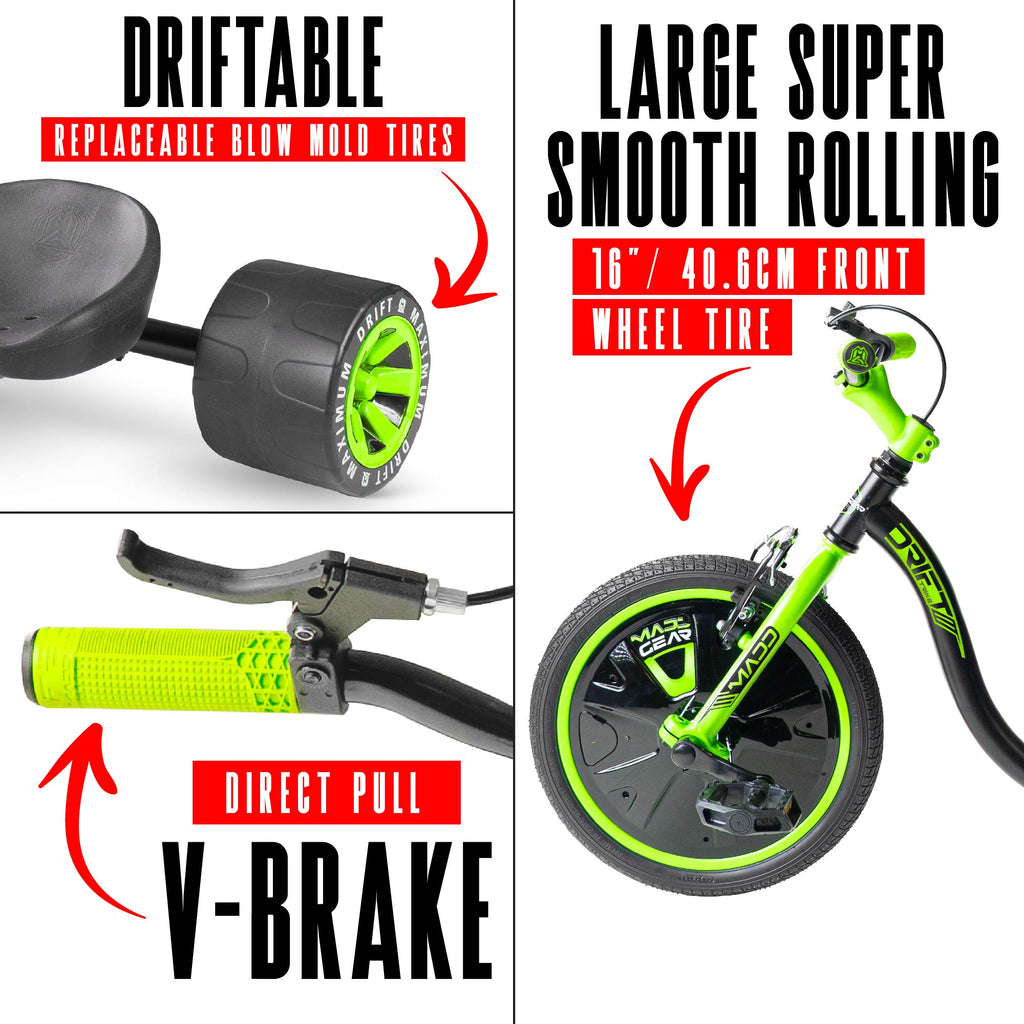 MADD GEAR MINI DRIFT TRIKE GREEN / BLACK