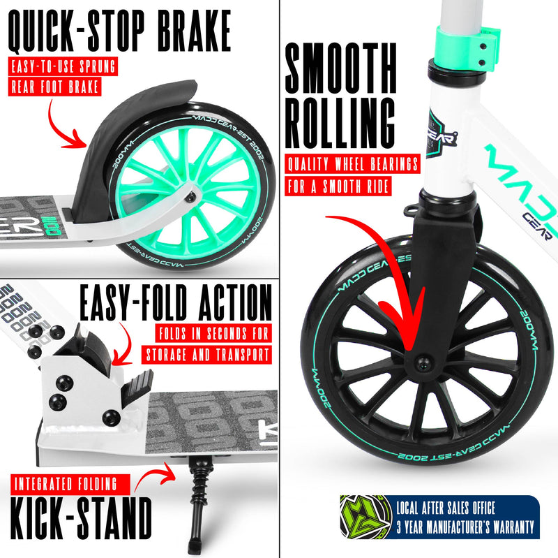 MADD GEAR KRUZER 200 SCOOTER GREY TEAL