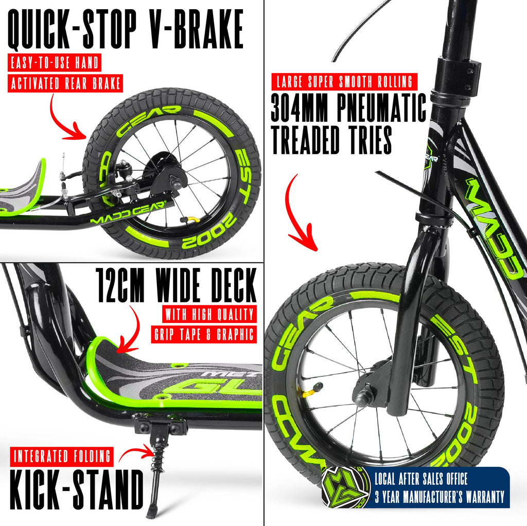 MADD GEAR METRO GLIDE 300 SCOOTER BLACK / GREEN