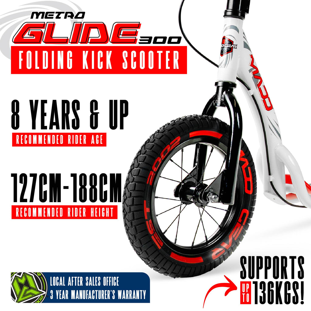 MADD GEAR METRO GLIDE 300 SCOOTER WHITE / RED