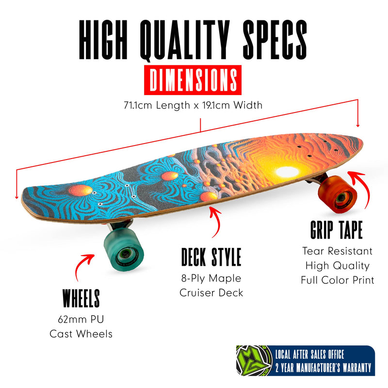MADD GEAR 28" CRUISER SKATEBOARD SOLAR TIDES