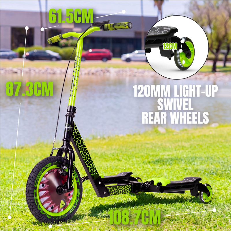 MADD GEAR RAPTOR DINO GLIDE SCOOTER BLACK / GREEN