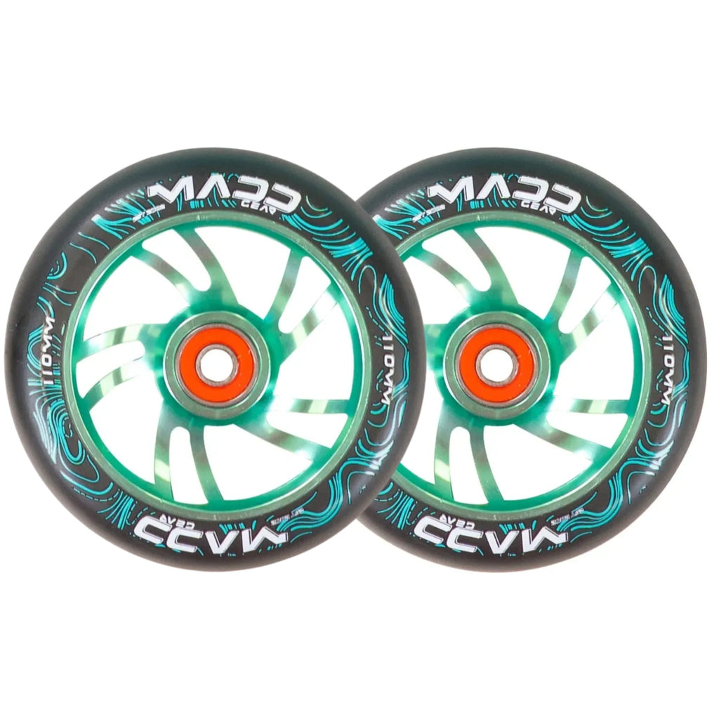 MADD GEAR 110MM FORCE ALLOY CORE WHEEL TEAL PAIR
