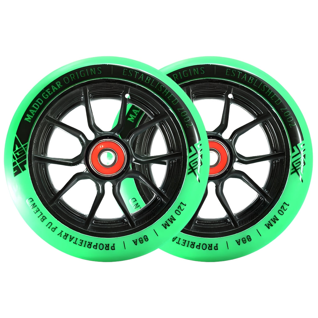 MADD GEAR 120MM SYNDICATE AR WHEELS GREEN / BLACK PAIR