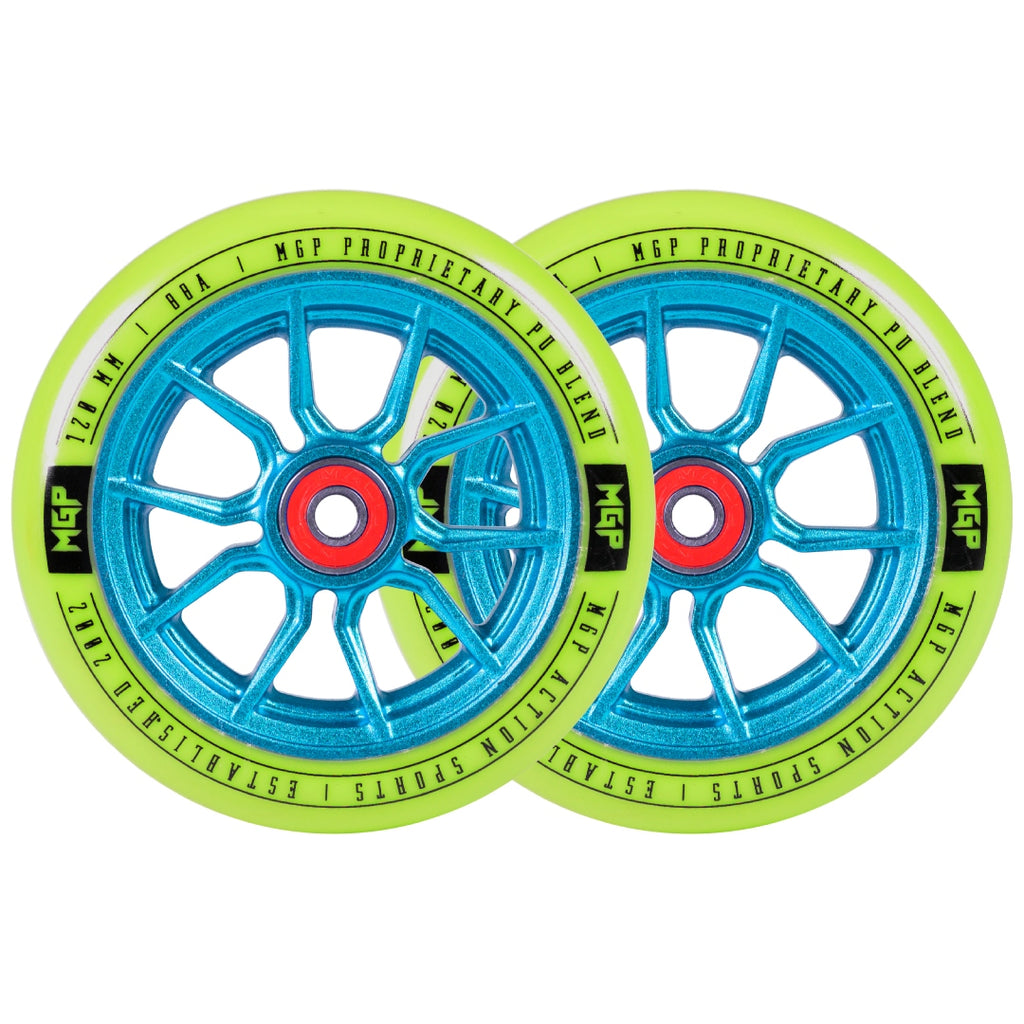 MADD GEAR 120MM SYNDICATE AR WHEELS GREEN / BLUE PAIR
