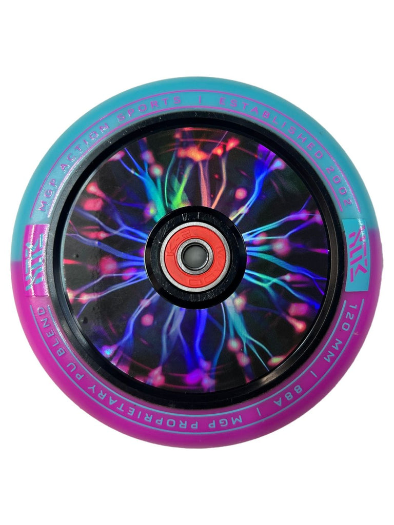 MADD GEAR 120MM HOLOGRAPHIC CORE WHEEL TEAL / PINK (SET OF 2)
