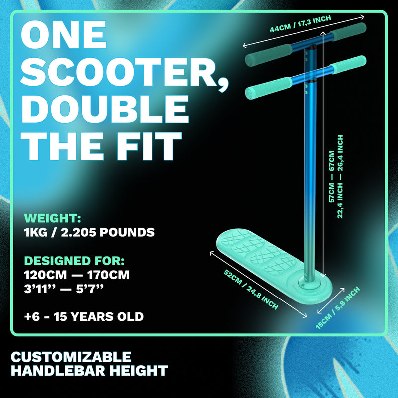 INDO TRAMPOLINE TRICK  SCOOTER 570MM - 670MM KICKSTART NEON