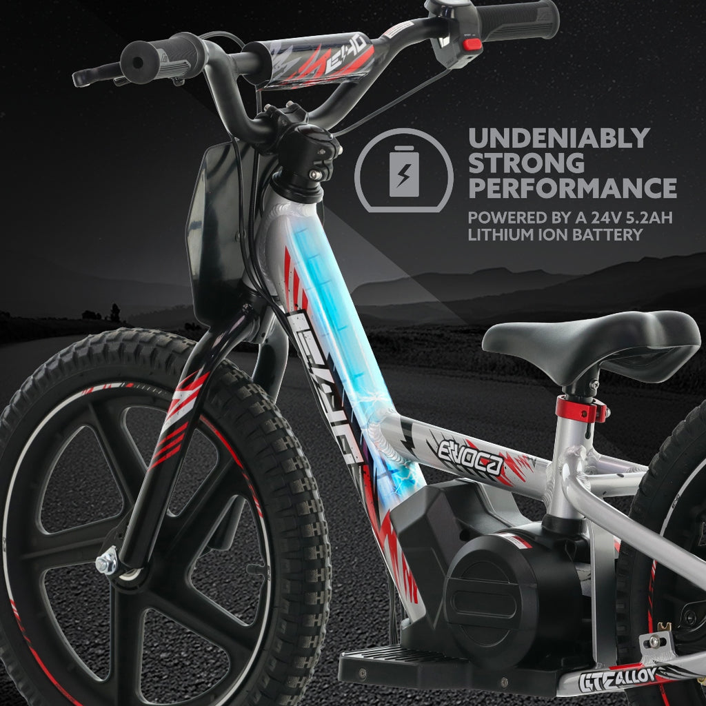EVOCA E40 ELECTRIC 16' BALANCE BIKE SILVER