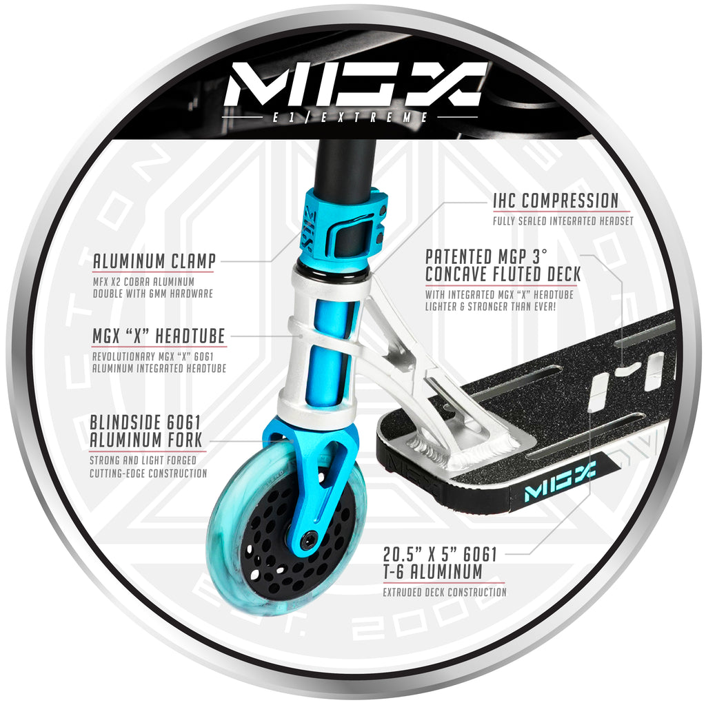 MADD GEAR MGX E1 EXTREME SCOOTER SILVER / TEAL