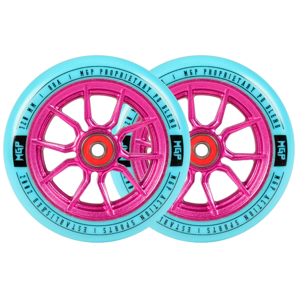 MADD GEAR 120MM SYNDICATE AR WHEELS BLUE / PINK PAIR