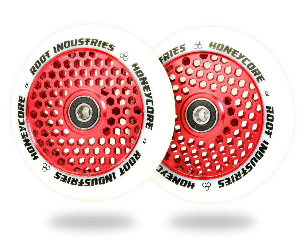 ROOT 110MM HONEYCORE WHEELS - WHITE / RED 2 PACK