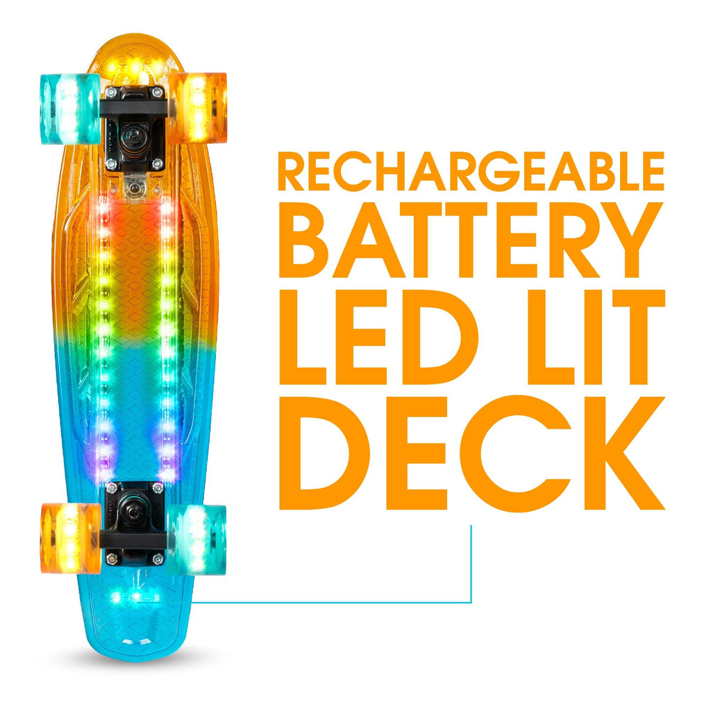 MADD LIGHT UP DECK RETRO BOARD ORANGE / TEAL - Mozzi