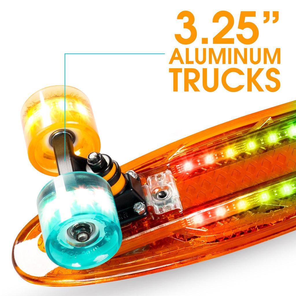 MADD LIGHT UP DECK RETRO BOARD ORANGE / TEAL - Mozzi