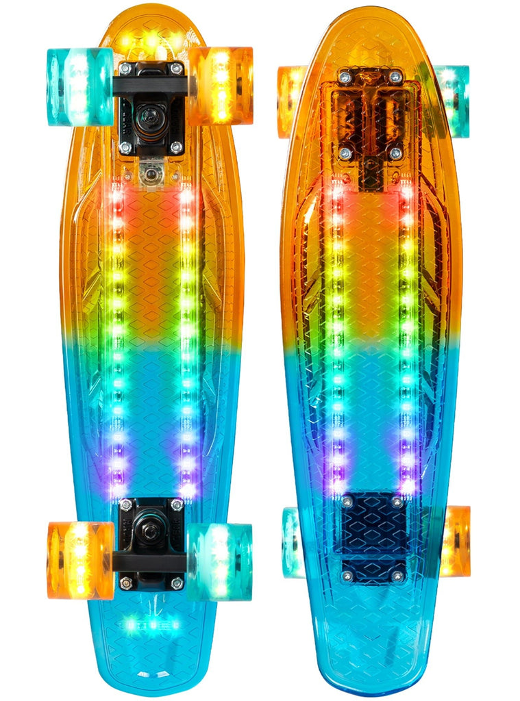 MADD LIGHT UP DECK RETRO BOARD ORANGE / TEAL - Mozzi